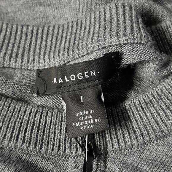 Halogen Sweater Women Size 1 Gray Crew Neck Long Sleeve Pullover Stretch Top - Picture 6 of 8